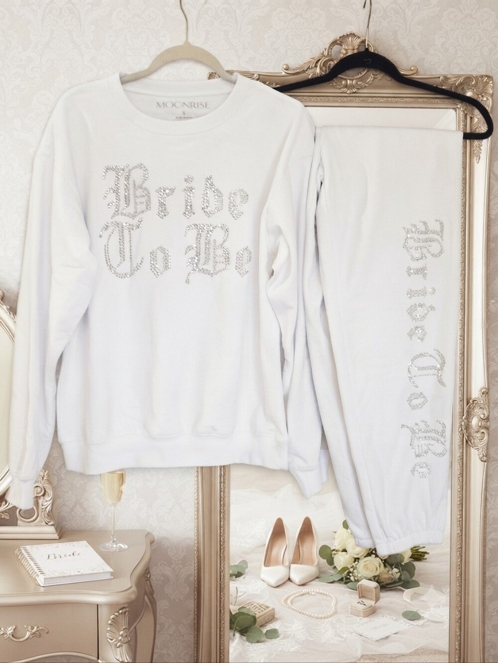 White 'Bride To Be' Sweatshirt and Pants Set Size Small New Without Tags